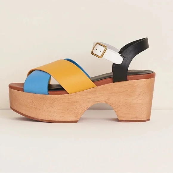 New! CHARLOTTE STONE Dermot Chunky Platform Clog Sandals in Confetti - Picture 4 of 16